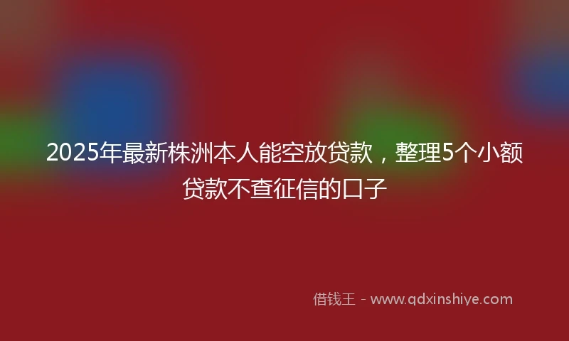 2025年最新株洲本人能空放贷款，整理5个小额贷款不查征信的口子