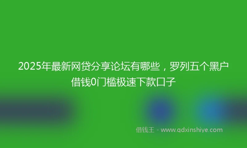 2025年最新网贷分享论坛有哪些，罗列五个黑户借钱0门槛极速下款口子