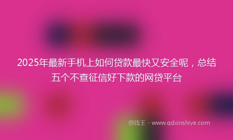 2025年最新手机上如何贷款最快又安全呢，总结五个不查征信好下款的网贷平台