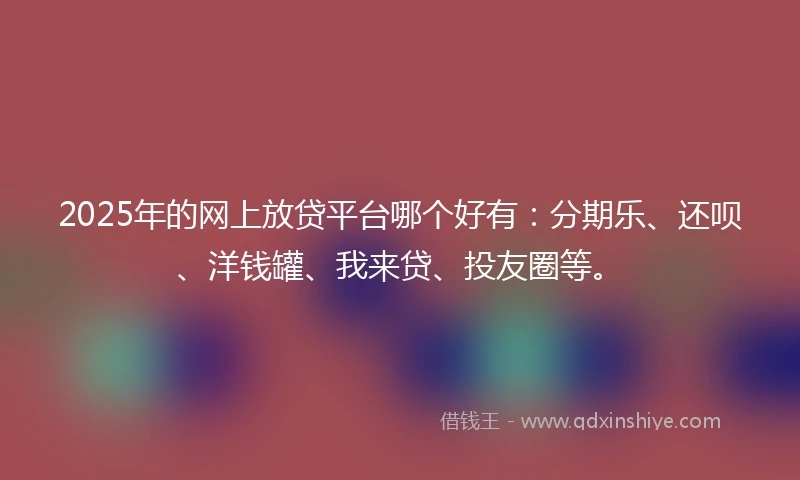 2025年的网上放贷平台哪个好有：分期乐、还呗、洋钱罐、我来贷、投友圈等。