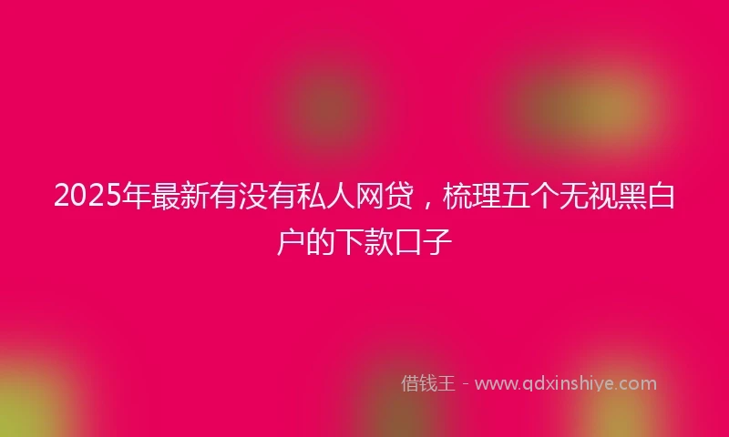 2025年最新有没有私人网贷，梳理五个无视黑白户的下款口子