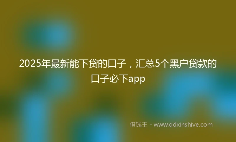 2025年最新能下贷的口子，汇总5个黑户贷款的口子必下app