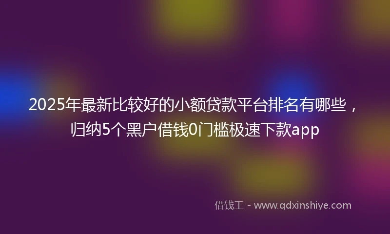 2025年最新比较好的小额贷款平台排名有哪些，归纳5个黑户借钱0门槛极速下款app
