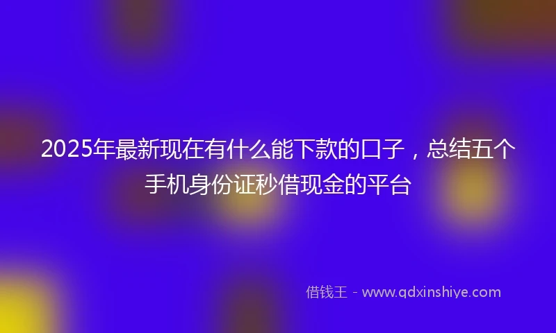 2025年最新现在有什么能下款的口子，总结五个手机身份证秒借现金的平台