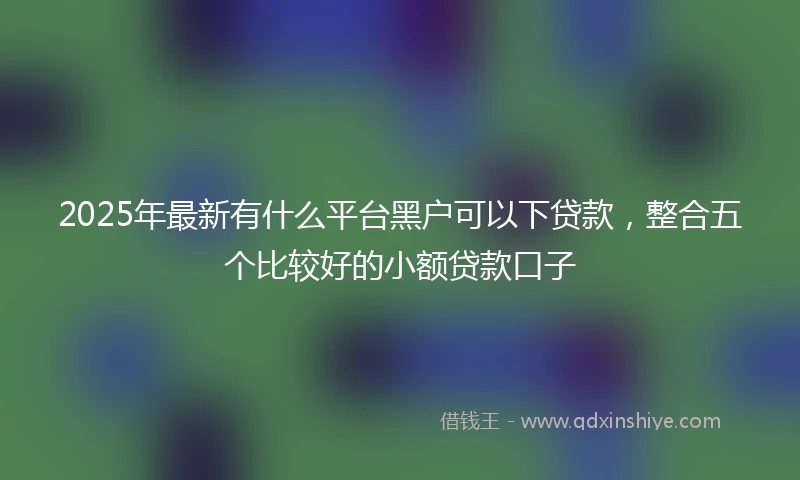 2025年最新有什么平台黑户可以下贷款，整合五个比较好的小额贷款口子