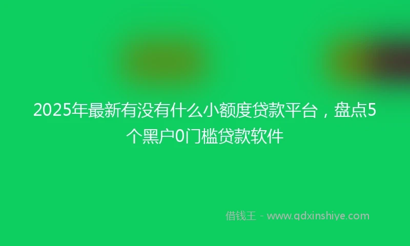 2025年最新有没有什么小额度贷款平台，盘点5个黑户0门槛贷款软件