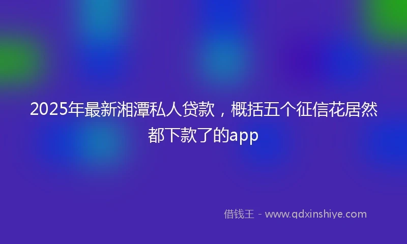 2025年最新湘潭私人贷款，概括五个征信花居然都下款了的app