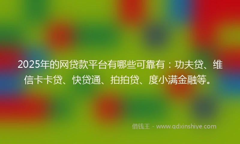 2025年的网贷款平台有哪些可靠有：功夫贷、维信卡卡贷、快贷通、拍拍贷、度小满金融等。
