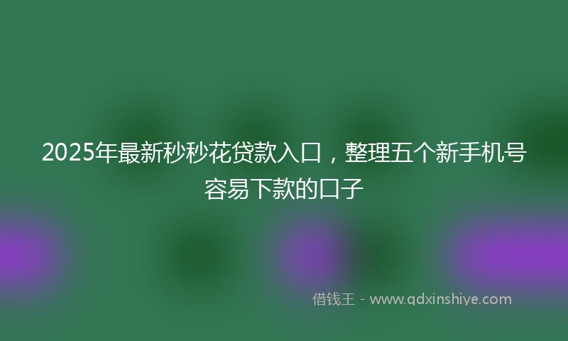 2025年最新秒秒花贷款入口，整理五个新手机号容易下款的口子