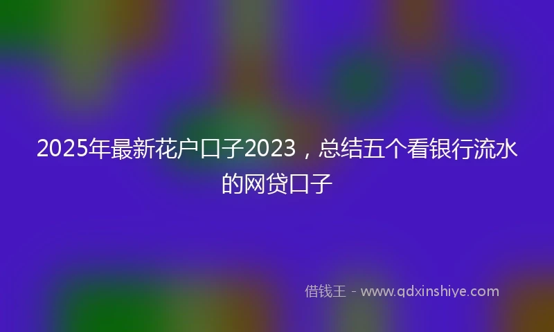 2025年最新花户口子2023，总结五个看银行流水的网贷口子