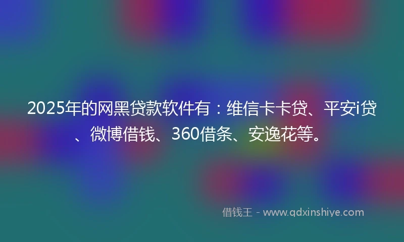 2025年的网黑贷款软件有：维信卡卡贷、平安i贷、微博借钱、360借条、安逸花等。