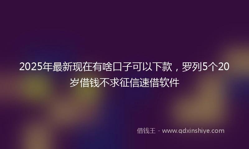 2025年最新现在有啥口子可以下款，罗列5个20岁借钱不求征信速借软件