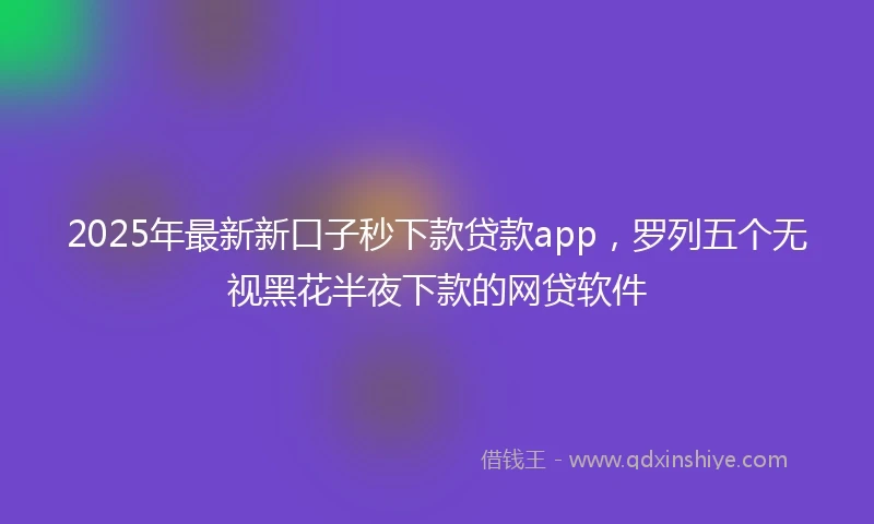 2025年最新新口子秒下款贷款app，罗列五个无视黑花半夜下款的网贷软件