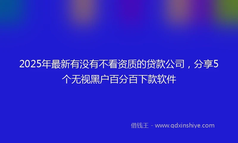 2025年最新有没有不看资质的贷款公司，分享5个无视黑户百分百下款软件