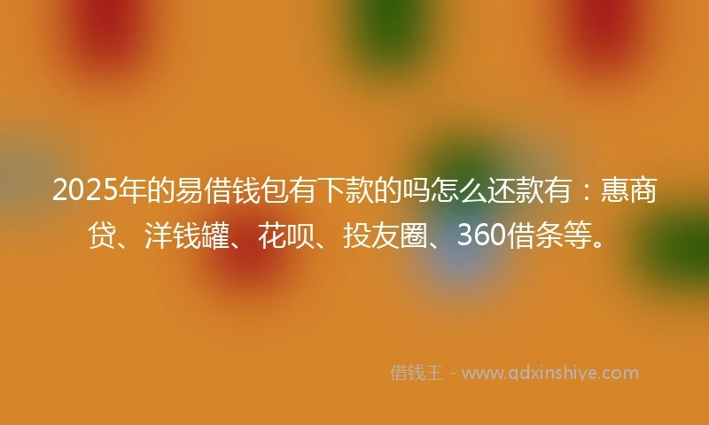 2025年的易借钱包有下款的吗怎么还款有：惠商贷、洋钱罐、花呗、投友圈、360借条等。