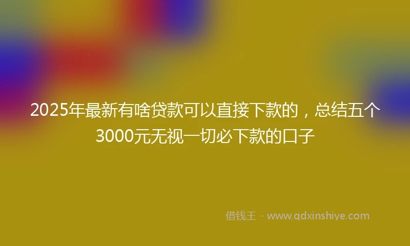 2025年最新有啥贷款可以直接下款的，总结五个3000元无视一切必下款的口子