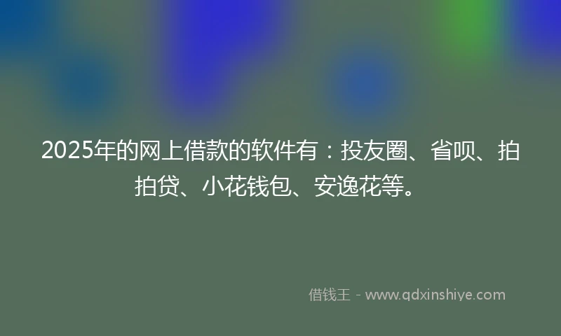 2025年的网上借款的软件有：投友圈、省呗、拍拍贷、小花钱包、安逸花等。