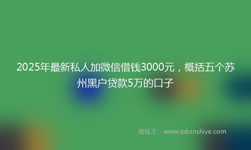 2025年最新私人加微信借钱3000元，概括五个苏州黑户贷款5万的口子