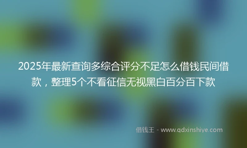2025年最新查询多综合评分不足怎么借钱民间借款，整理5个不看征信无视黑白百分百下款