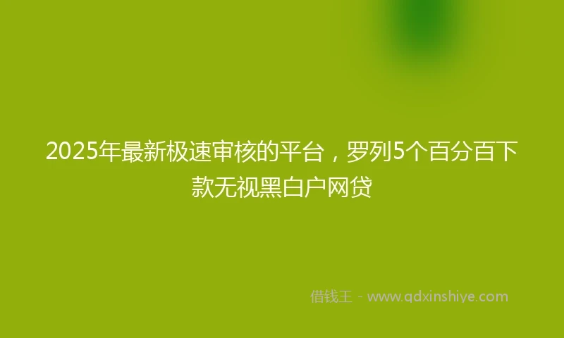 2025年最新极速审核的平台，罗列5个百分百下款无视黑白户网贷