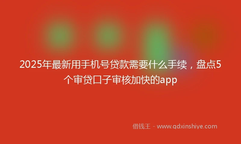 2025年最新用手机号贷款需要什么手续，盘点5个审贷口子审核加快的app