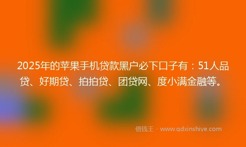 2025年的苹果手机贷款黑户必下口子有：51人品贷、好期贷、拍拍贷、团贷网、度小满金融等。
