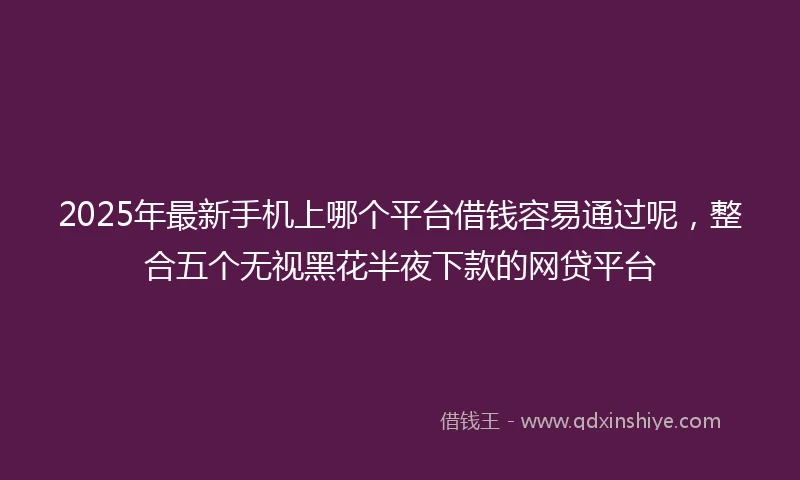2025年最新手机上哪个平台借钱容易通过呢，整合五个无视黑花半夜下款的网贷平台