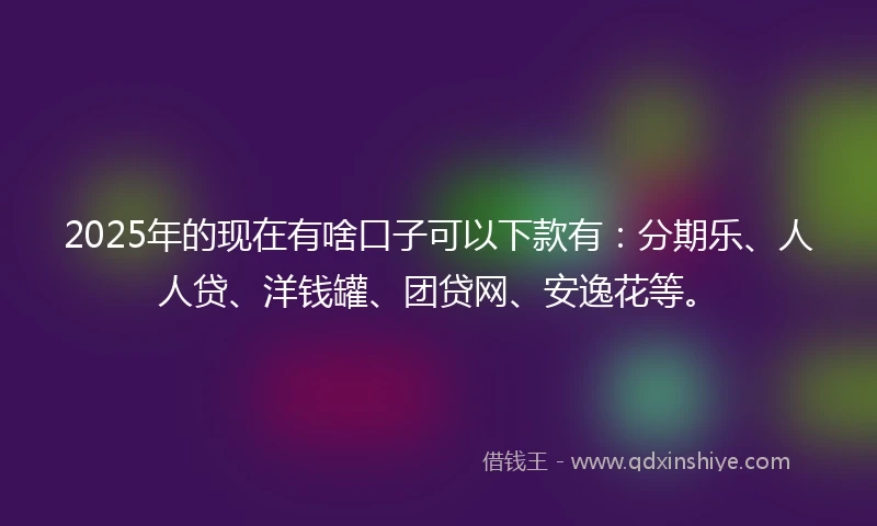 2025年的现在有啥口子可以下款有：分期乐、人人贷、洋钱罐、团贷网、安逸花等。