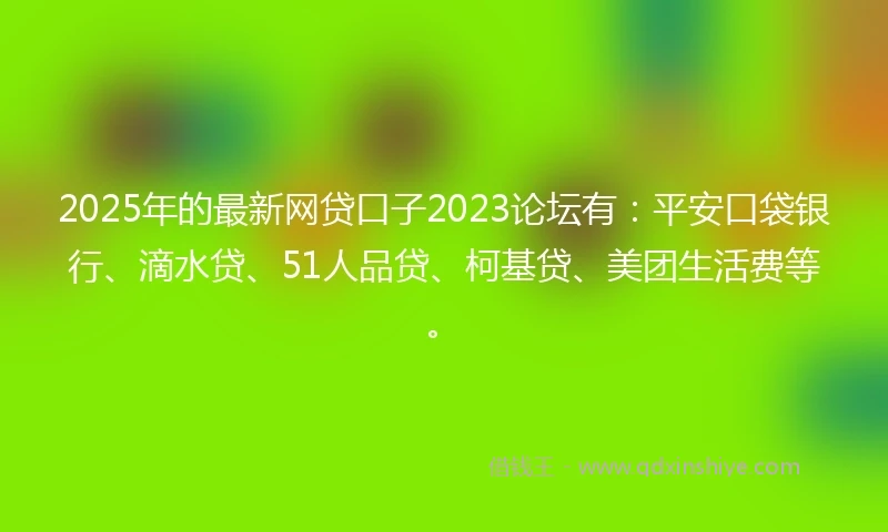 2025年的最新网贷口子2023论坛有：平安口袋银行、滴水贷、51人品贷、柯基贷、美团生活费等。
