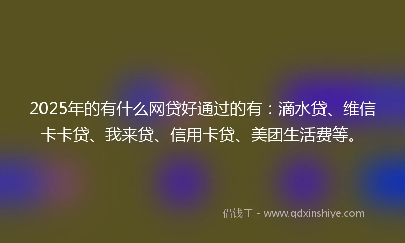 2025年的有什么网贷好通过的有:滴水贷、维信卡卡贷、我来贷、信用卡贷、美团生活费等。