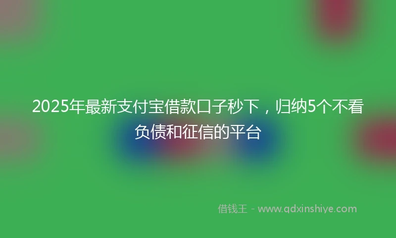 2025年最新支付宝借款口子秒下，归纳5个不看负债和征信的平台