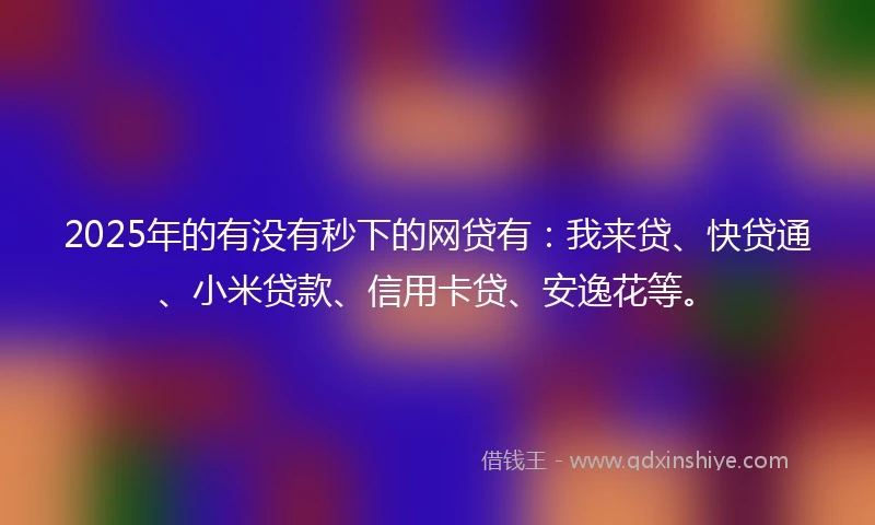 2025年的有没有秒下的网贷有：我来贷、快贷通、小米贷款、信用卡贷、安逸花等。