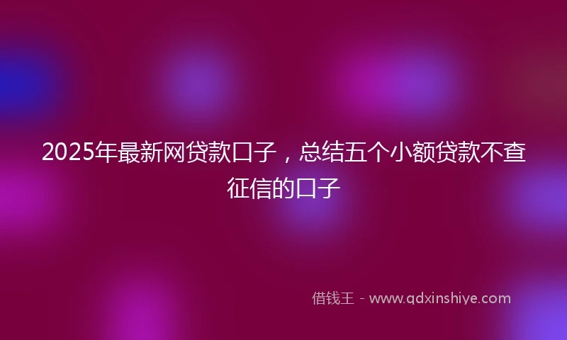 2025年最新网贷款口子，总结五个小额贷款不查征信的口子