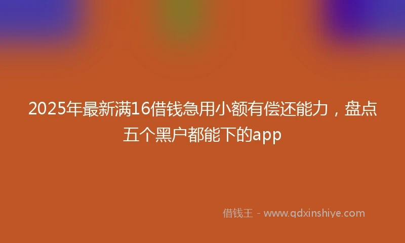 2025年最新满16借钱急用小额有偿还能力，盘点五个黑户都能下的app