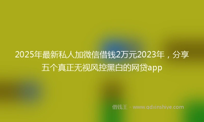 2025年最新私人加微信借钱2万元2023年，分享五个真正无视风控黑白的网贷app