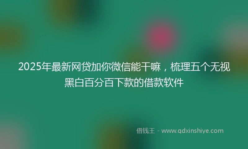 2025年最新网贷加你微信能干嘛，梳理五个无视黑白百分百下款的借款软件