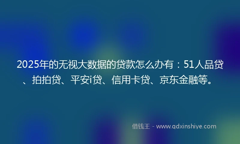 2025年的无视大数据的贷款怎么办有：51人品贷、拍拍贷、平安i贷、信用卡贷、京东金融等。