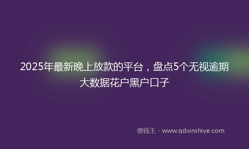 2025年最新晚上放款的平台，盘点5个无视逾期大数据花户黑户口子