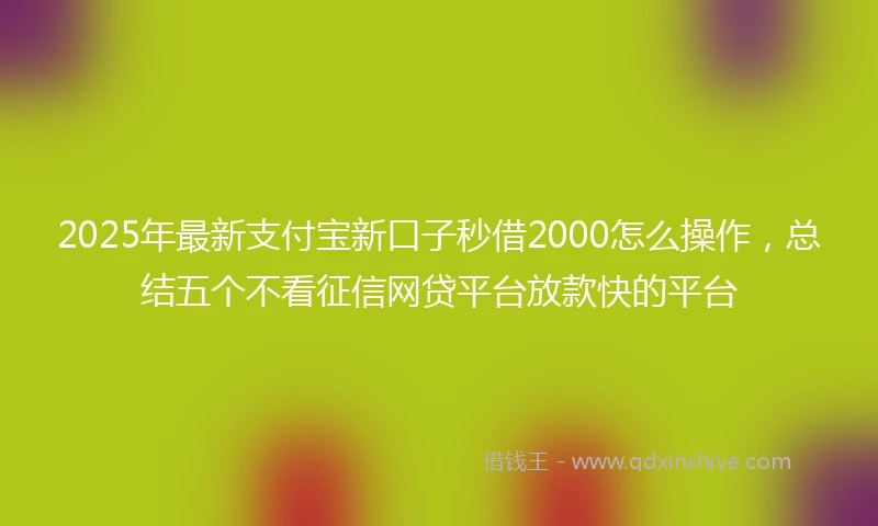 2025年最新支付宝新口子秒借2000怎么操作，总结五个不看征信网贷平台放款快的平台