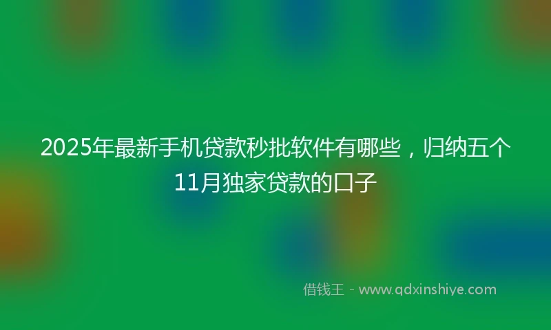 2025年最新手机贷款秒批软件有哪些，归纳五个11月独家贷款的口子