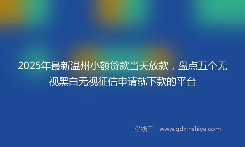 2025年最新温州小额贷款当天放款，盘点五个无视黑白无视征信申请就下款的平台