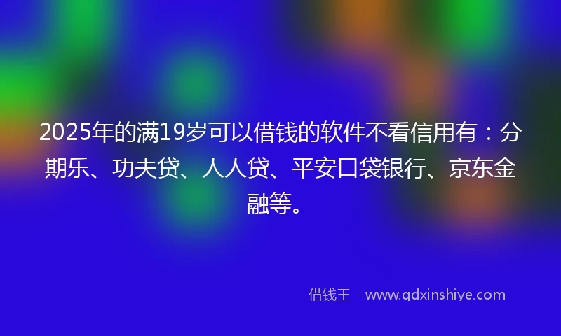 2025年的满19岁可以借钱的软件不看信用有：分期乐、功夫贷、人人贷、平安口袋银行、京东金融等。