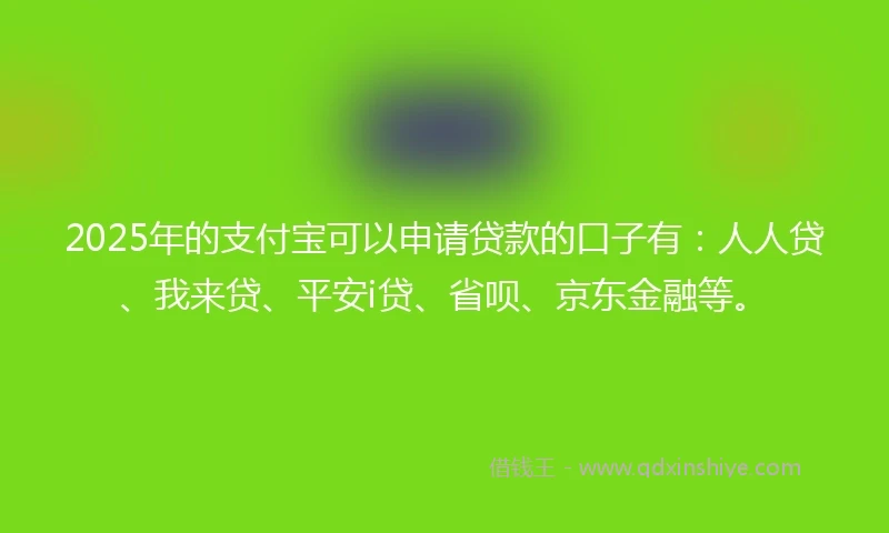 2025年的支付宝可以申请贷款的口子有：人人贷、我来贷、平安i贷、省呗、京东金融等。