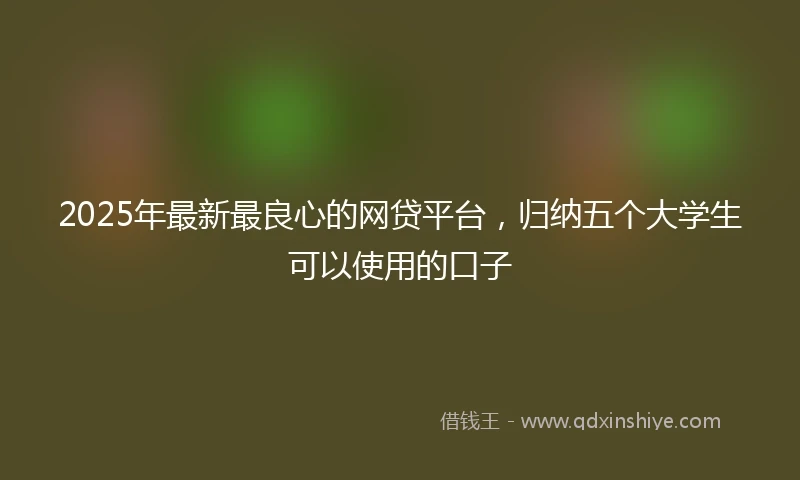 2025年最新最良心的网贷平台，归纳五个大学生可以使用的口子