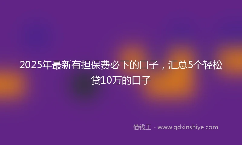 2025年最新有担保费必下的口子，汇总5个轻松贷10万的口子