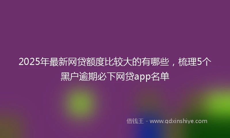 2025年最新网贷额度比较大的有哪些，梳理5个黑户逾期必下网贷app名单