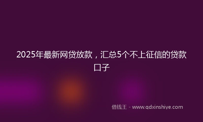 2025年最新网贷放款，汇总5个不上征信的贷款口子