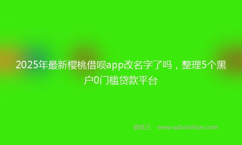 2025年最新樱桃借呗app改名字了吗，整理5个黑户0门槛贷款平台