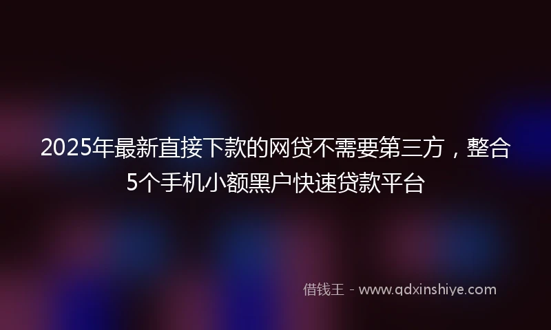 2025年最新直接下款的网贷不需要第三方，整合5个手机小额黑户快速贷款平台