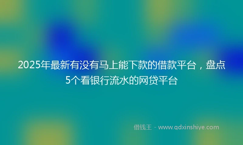 2025年最新有没有马上能下款的借款平台,盘点5个看银行流水的网贷平台
